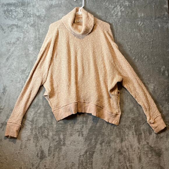 Free People Tommy Turtle Sweater Tan Brown Size Large - Picture 1 of 6